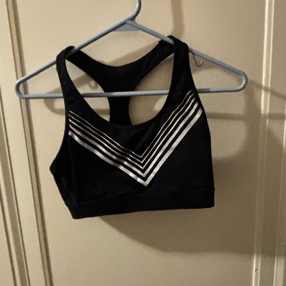 C9 by Champion Black and White Striped Sports Bra Medium